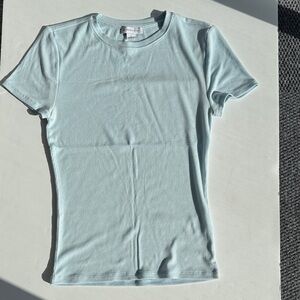 Gianni Bini Soft Blue Ribbed Top